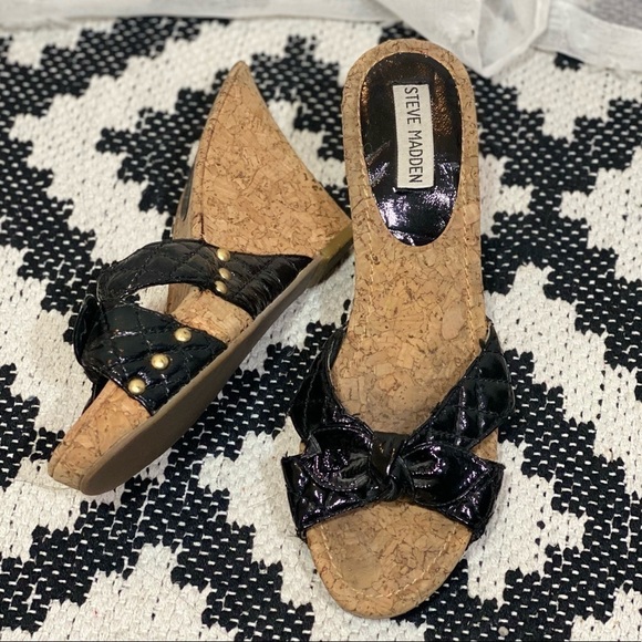 Steve Madden 90’s cork wedges with bow detail size 8 - Picture 4 of 10
